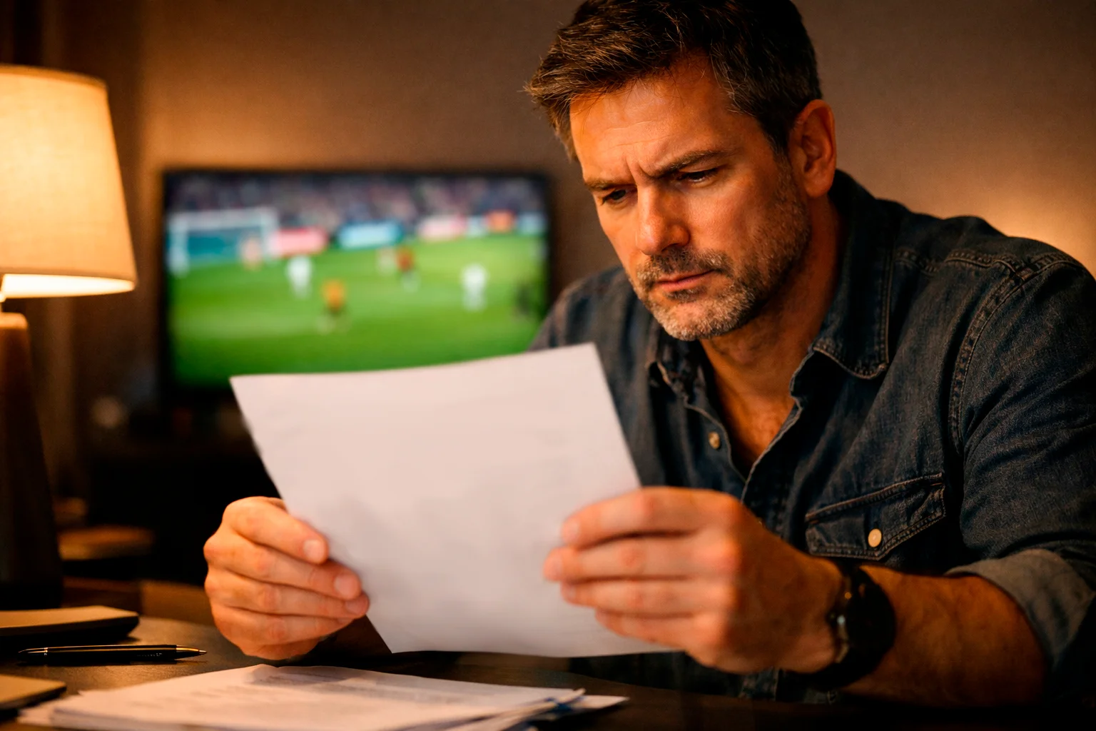 Scommettitore analizza una schedina di scommesse calcio