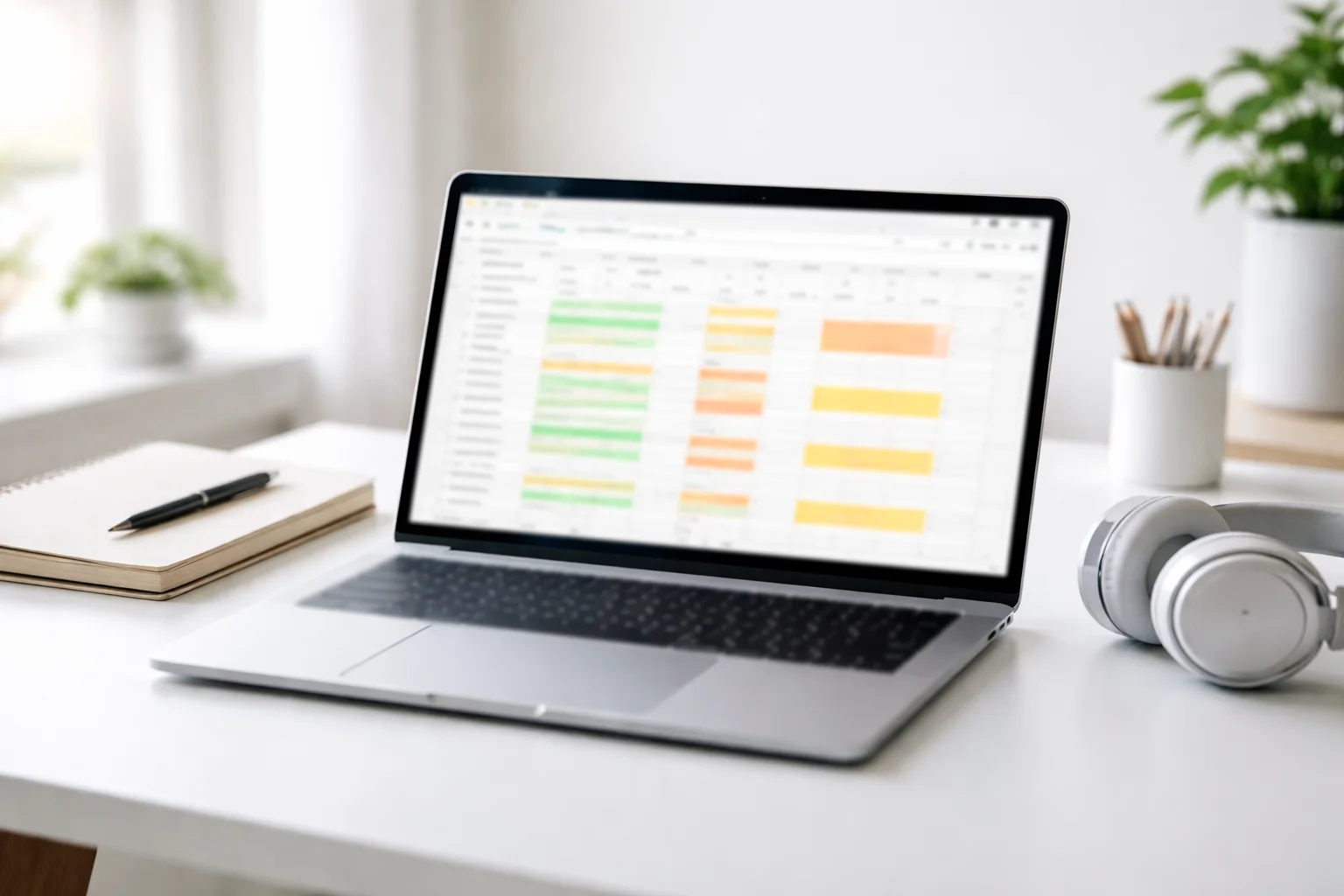 Laptop con foglio di calcolo aperto per tracking scommesse